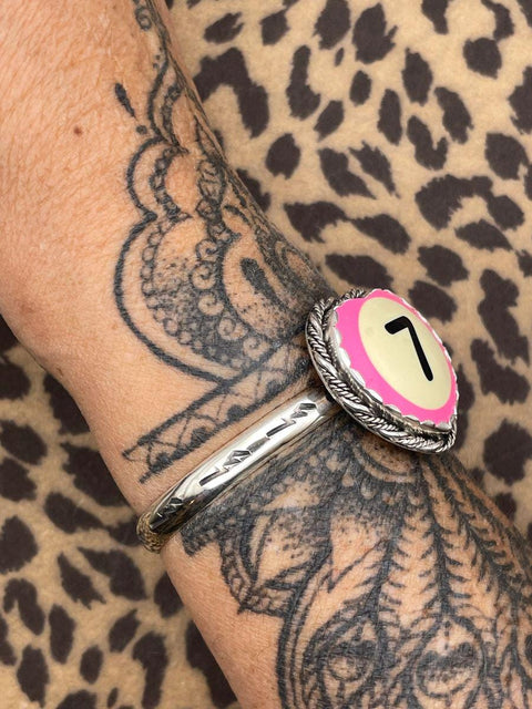 Sisley - Unique Pink Billiard Ball Lucky #7 Heart Cuff