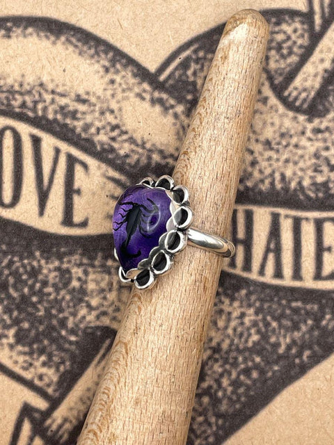 Wild - Black Scorpion in Purple Resin Heart Ring