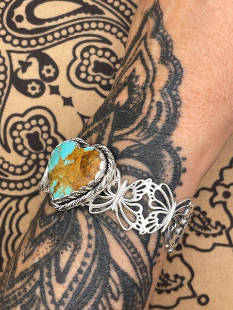 Bailey - Kingman Heart Turquoise Butterfly Cuff