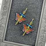 Tattoo - Butterfly with Dagger Earrings: Handmade Polymer Clay