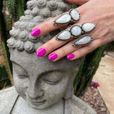 Gemma - Rainbow Moonstone Double Gemstone Ring