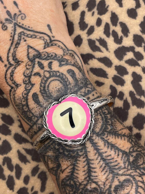 Sisley - Unique Pink Billiard Ball Lucky #7 Heart Cuff