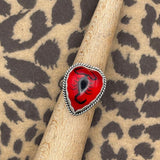 Welch - Black Scorpion in Red Resin Heart Ring
