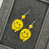 Love - Dripping Smiley Face Earrings: Handmade Polymer Clay