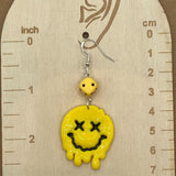 Love - Dripping Smiley Face Earrings: Handmade Polymer Clay
