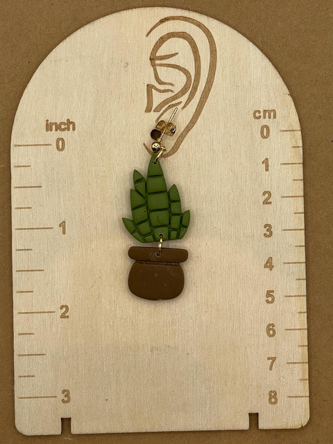 Joshua Tree - Yucca Plant in Pot Earrings: Handmade Polymer Clay