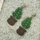 Joshua Tree - Yucca Plant in Pot Earrings: Handmade Polymer Clay