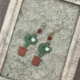 Joshua Tree - Cactus with Sunstone Beads Earrings: Handmade Polymer Clay