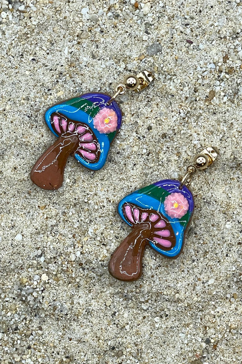 Magical Forest - Groovy Mushroom Earrings: Handmade Polymer Clay