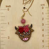 Joshua Tree - Cutie Highland Cow Earrings: Handmade Polymer Clay
