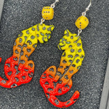 Tattoo - Ombré Cheetah Earrings with Dice Details: Handmade, Hand-Painted Polymer Clay