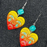 Tattoo - Crying Heart Earrings with Dice: Handmade Polymer Clay