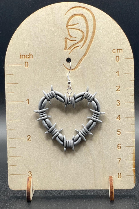 Tattoo - Barbwire Heart Tattoo Earrings: Handmade Polymer Clay