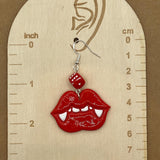 Tattoo - Vampire Kiss Earrings with Dice: Handmade Polymer Clay
