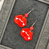 Tattoo - Vampire Kiss Earrings with Dice: Handmade Polymer Clay