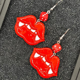 Tattoo - Vampire Kiss Earrings with Dice: Handmade Polymer Clay