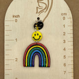 Love - Rainbow with Smiley Face Earrings: Handmade Polymer Clay