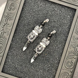 Cat Lover - Retro Black Kitty Clock Earrings: Handmade Polymer Clay