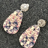 Cat Lover - Retro Kitty Printed Dangle Earrings: Handmade Polymer Clay