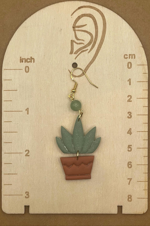 Joshua Tree - Aloe Vera Plant in Pot Earrings: Handmade Polymer Clay