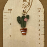 Joshua Tree - Candle Cactus with Pink Flower Earrings: Handmade Polymer Clay