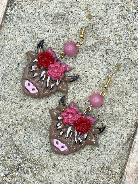 Joshua Tree - Cutie Highland Cow Earrings: Handmade Polymer Clay