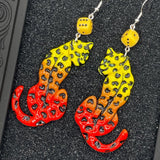 Tattoo - Ombré Cheetah Earrings with Dice Details: Handmade, Hand-Painted Polymer Clay