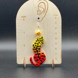 Tattoo - Ombré Cheetah Earrings with Dice Details: Handmade, Hand-Painted Polymer Clay