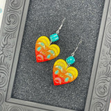 Tattoo - Crying Heart Earrings with Dice: Handmade Polymer Clay