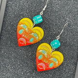 Tattoo - Crying Heart Earrings with Dice: Handmade Polymer Clay