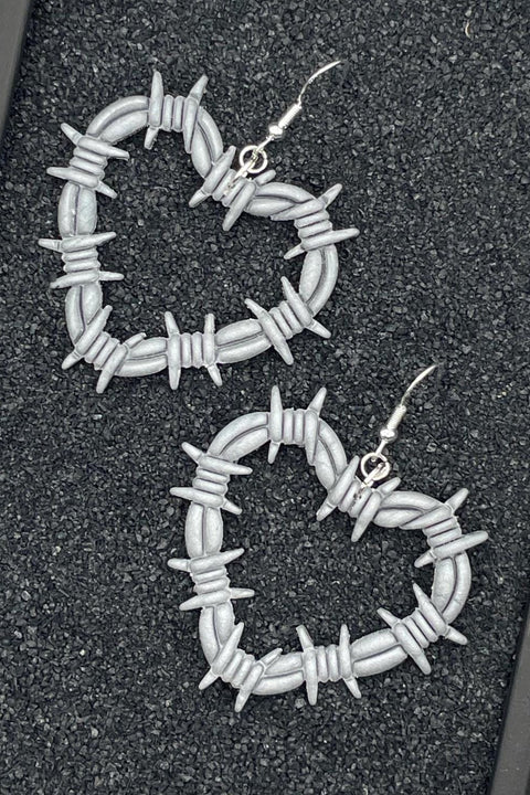 Tattoo - Barbwire Heart Tattoo Earrings: Handmade Polymer Clay