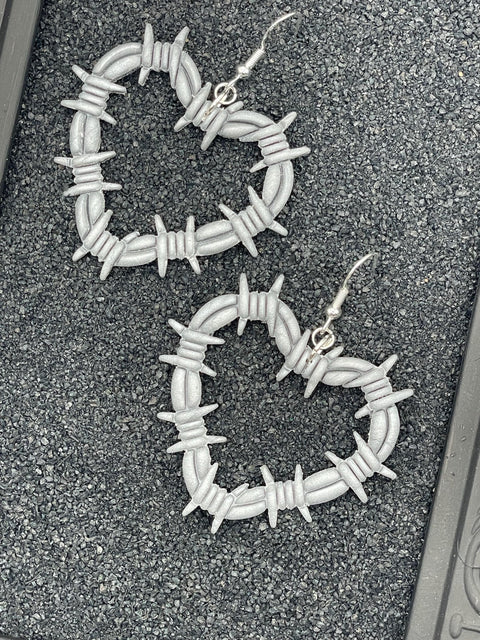 Tattoo - Barbwire Heart Tattoo Earrings: Handmade Polymer Clay