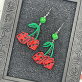 Tattoo - Cherry Dice Earrings: Handmade, Hand-Painted Polymer Clay