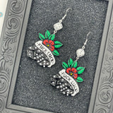 Tattoo - F*ck Luck Earrings with Dice Detail: Handmade Polymer Clay