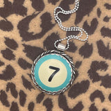 Sky - Unique Turquoise Billiard Ball Lucky #7 Pendant