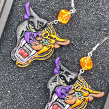 Tattoo - Panther Tiger Earrings with Dice Detail: Handmade Polymer Clay