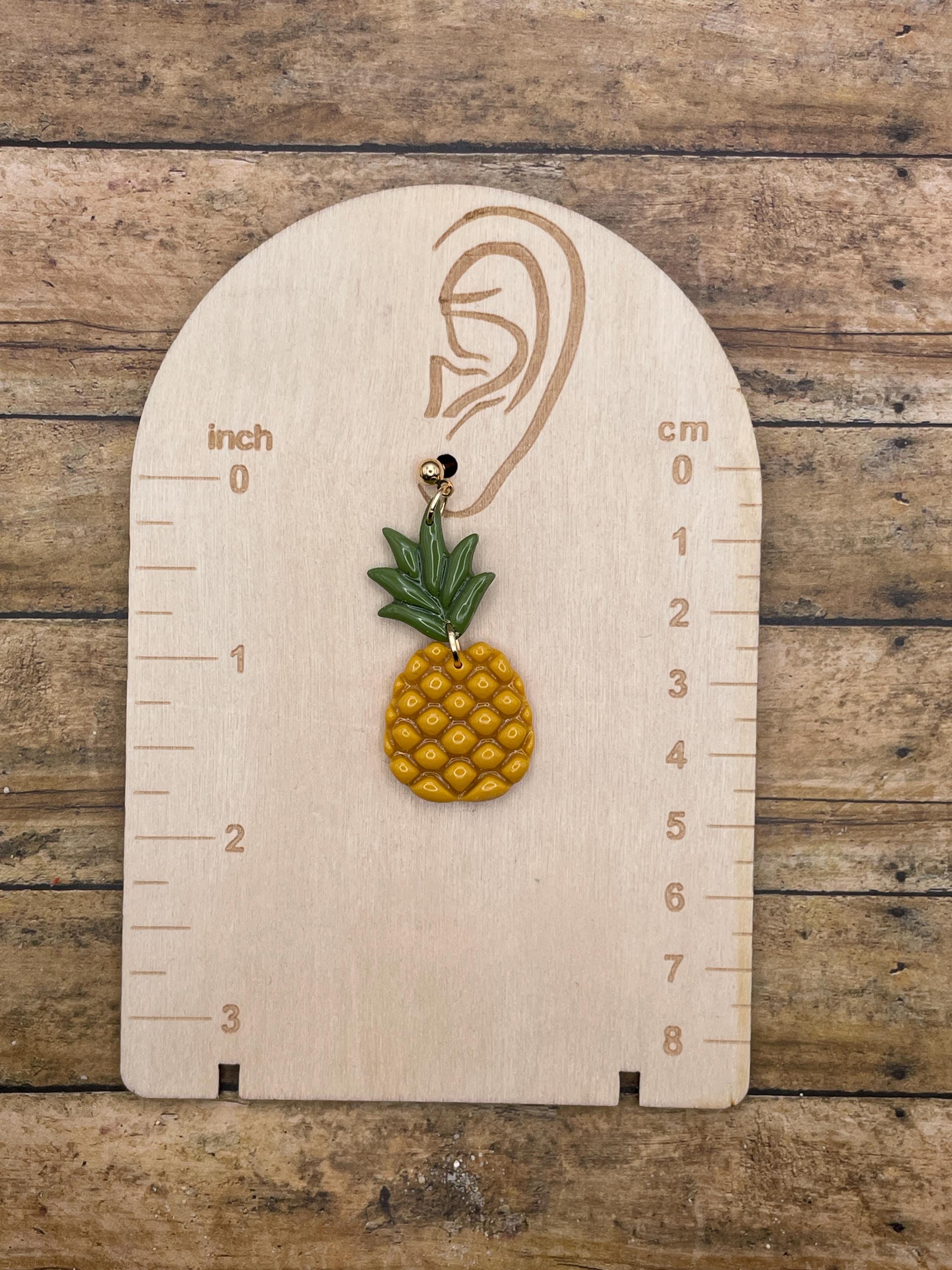 Tutti Frutti - Pineapple Dangle Earrings: Handmade Polymer Clay