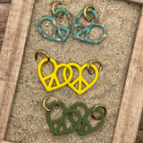 Love - Peace Heart on a Huggie Hoop: Handmade Polymer Clay Earrings