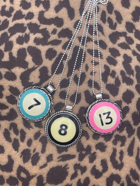Sky - Unique Turquoise Billiard Ball Lucky #7 Pendant
