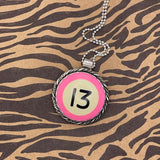 Sailor - Unique Pink Billiard Ball #13 Pendant Necklace