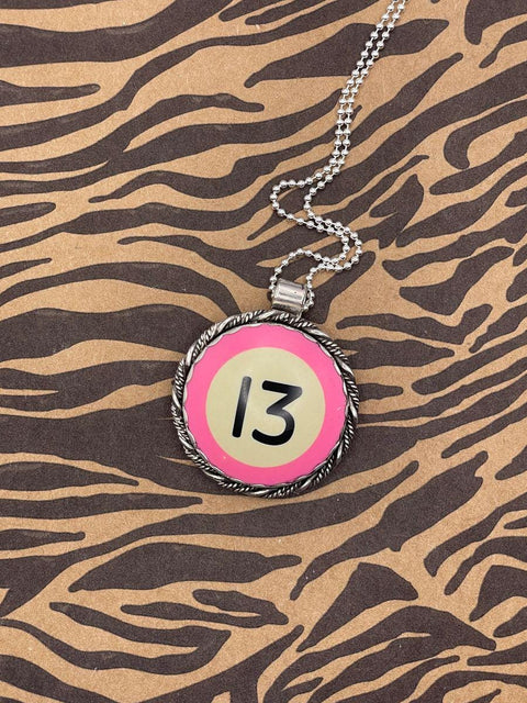 Sailor - Unique Pink Billiard Ball #13 Pendant Necklace