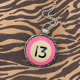 Sailor - Unique Pink Billiard Ball #13 Pendant Necklace