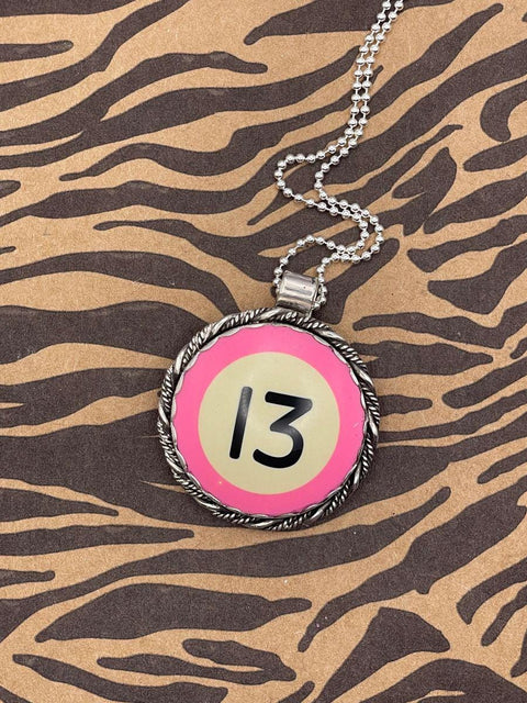 Sailor - Unique Pink Billiard Ball #13 Pendant Necklace