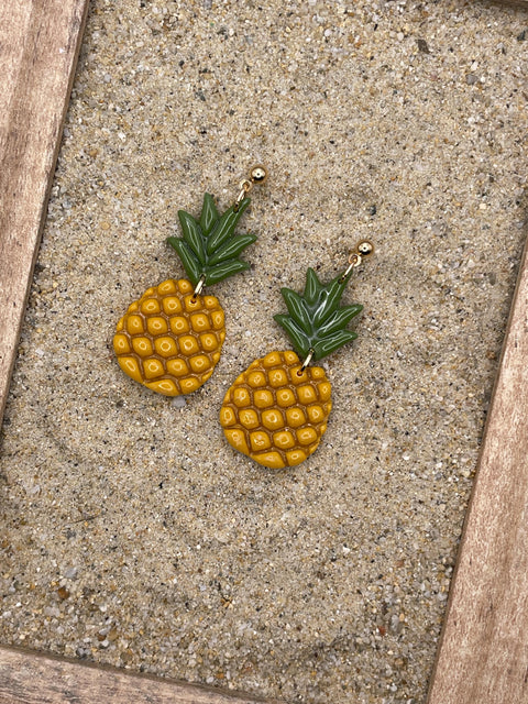 Tutti Frutti - Pineapple Dangle Earrings: Handmade Polymer Clay