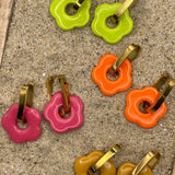 Spring Fling - 60’s Mod Flower Hoop Earrings: Handmade Polymer Clay