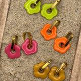 Spring Fling - 60’s Mod Flower Hoop Earrings: Handmade Polymer Clay