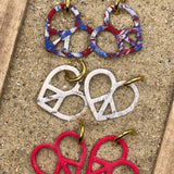 Love - Peace Heart on a Huggie Hoop: Handmade Polymer Clay Earrings