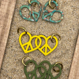 Love - Peace Heart on a Huggie Hoop: Handmade Polymer Clay Earrings