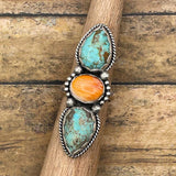 Blakely - Turquoise and Spiny Oyster Triple Gemstone Ring