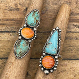 Blakely - Turquoise and Spiny Oyster Triple Gemstone Ring